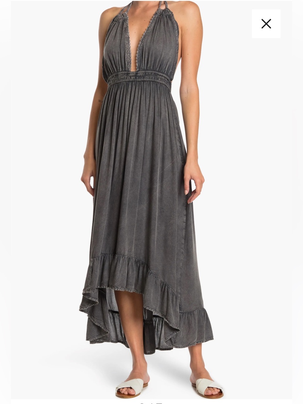 BOHO ME Open Back Plunge Neck Ombré Halter Dress SIZE S